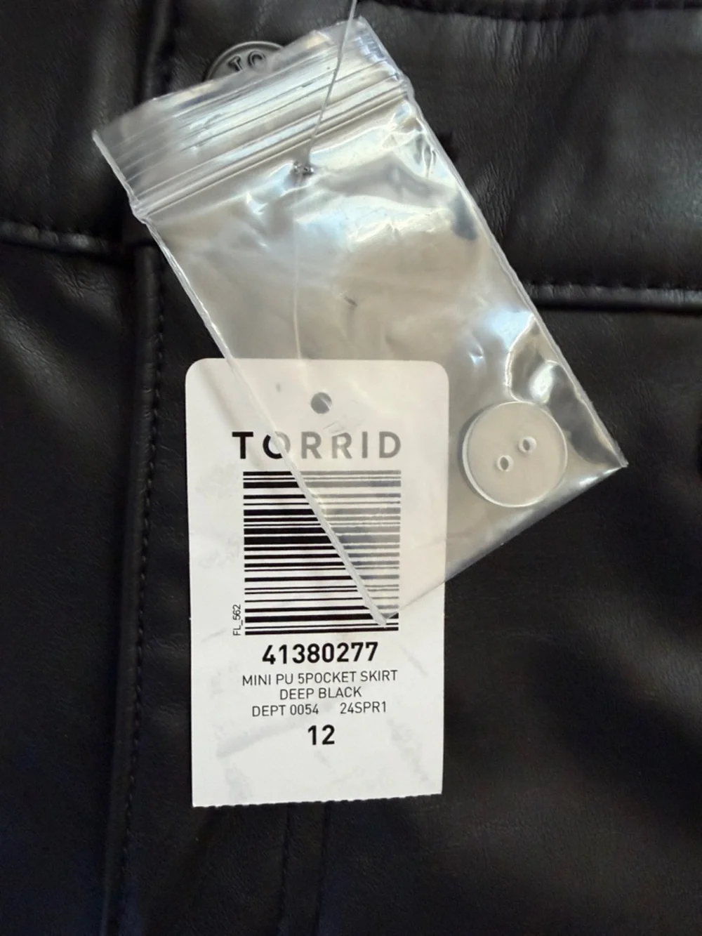 Torrid Mini Faux Leather 5 Pocket Skirt Deep Black Size 12 NWT